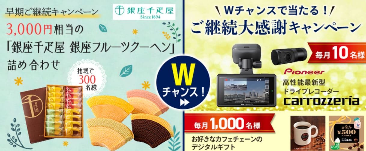 SBI損保の早期継続で3,000円相当の銀座千疋屋 銀座フルーツクーヘン」詰め合わせチャンスキャンペーンの画像